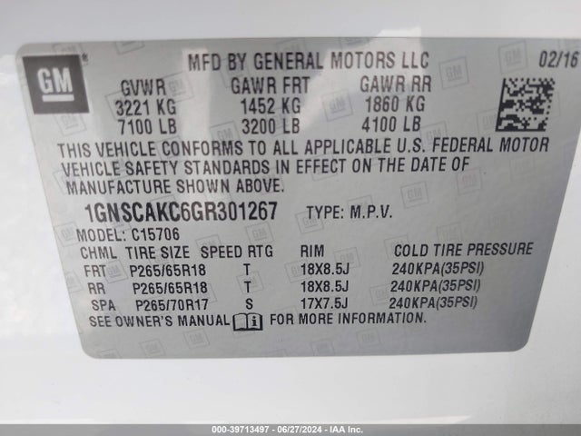 Chevrolet Tahoe Ls 2016 1GNSCAKC6GR301267 Image 9