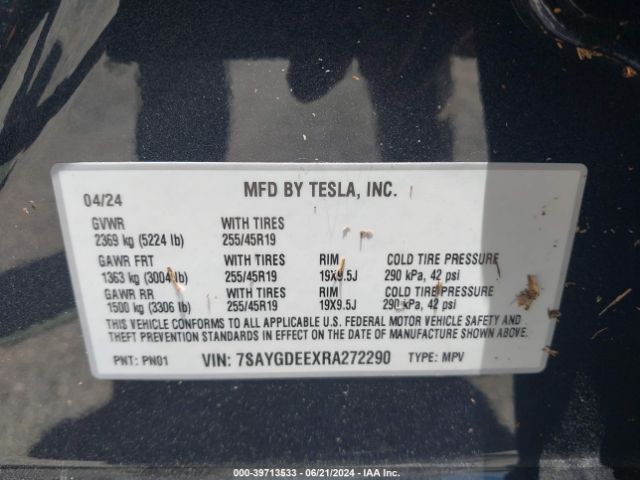 7SAYGDEEXRA272290 Tesla Model Y Long Range Dual Motor All-wheel Drive