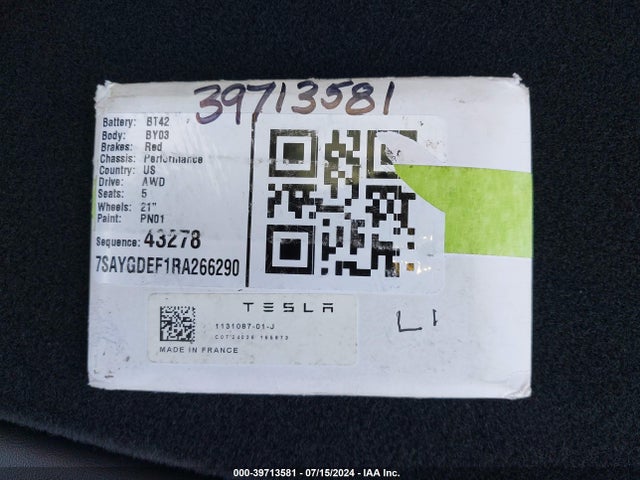 2024 TESLA MODEL Y 7SAYGDEF1RA266290 Photo 10