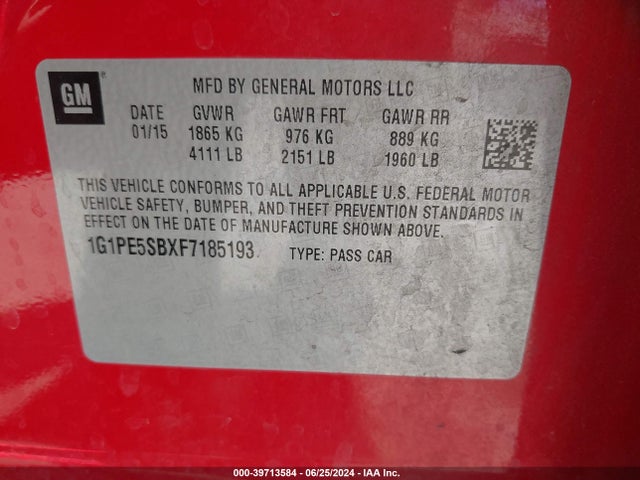 Chevrolet Cruze 2lt Auto 2015 1G1PE5SBXF7185193 Image 9