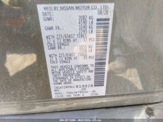 5N1AT2MT6LC819928 Nissan Rogue S Fwd