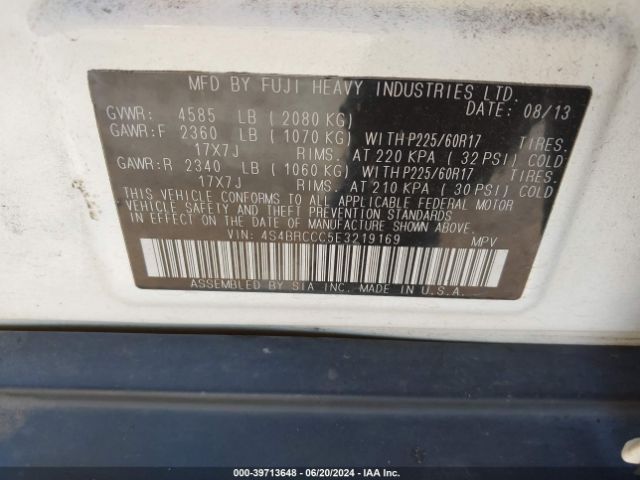 4S4BRCCC5E3219169 Subaru Outback 2.5i Premium