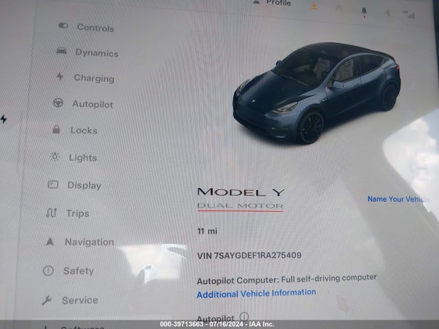 2024 TESLA MODEL Y 7SAYGDEF1RA275409 Photo 6