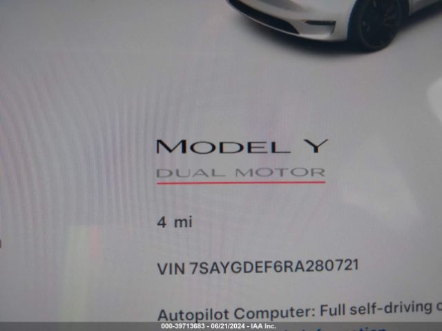 7SAYGDEF6RA280721 Tesla Model Y Performance Dual Motor All-wheel Drive