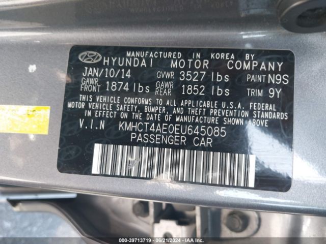 KMHCT4AE0EU645085 Hyundai ACCENT GLS
