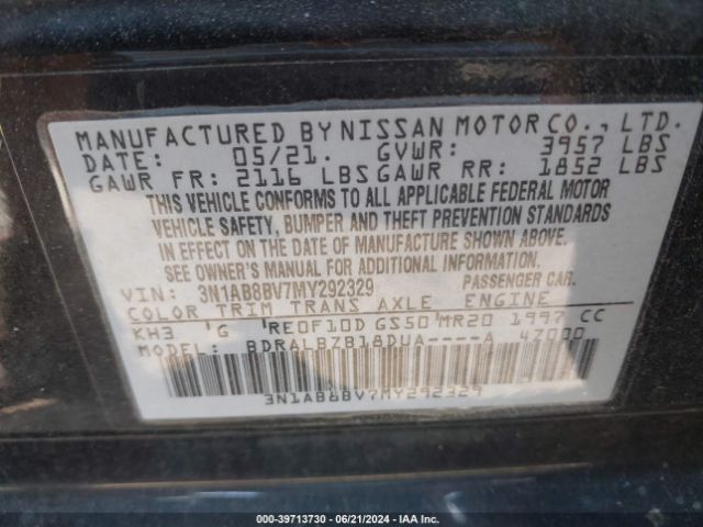 3N1AB8BV7MY292329 Nissan Sentra S Xtronic Cvt