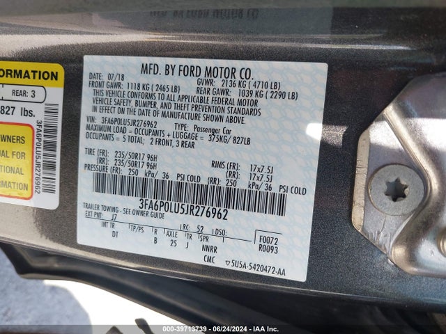Ford Fusion Hybrid Se 2018 3FA6P0LU5JR276962 Image 9