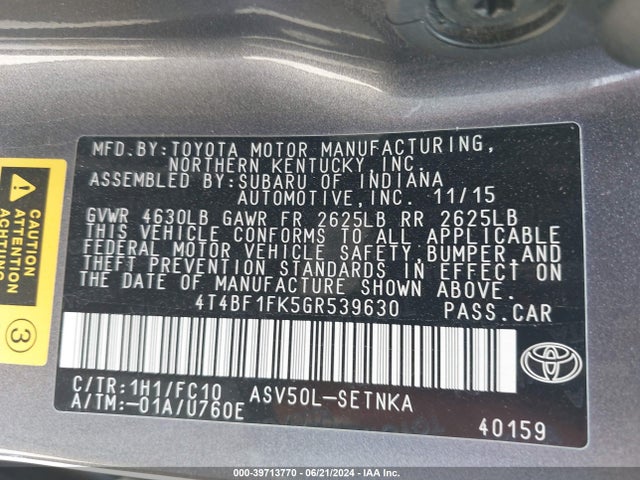 Toyota CAMRY LE 2016 4T4BF1FK5GR539630 Image 9