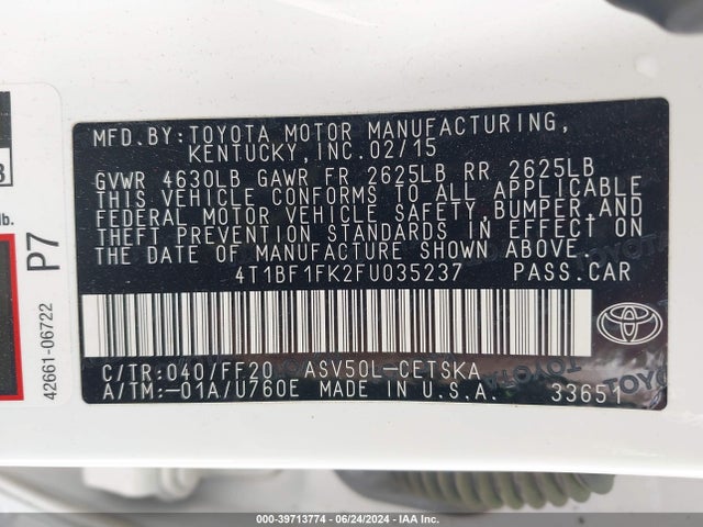 Toyota CAMRY SE 2015 4T1BF1FK2FU035237 Image 9