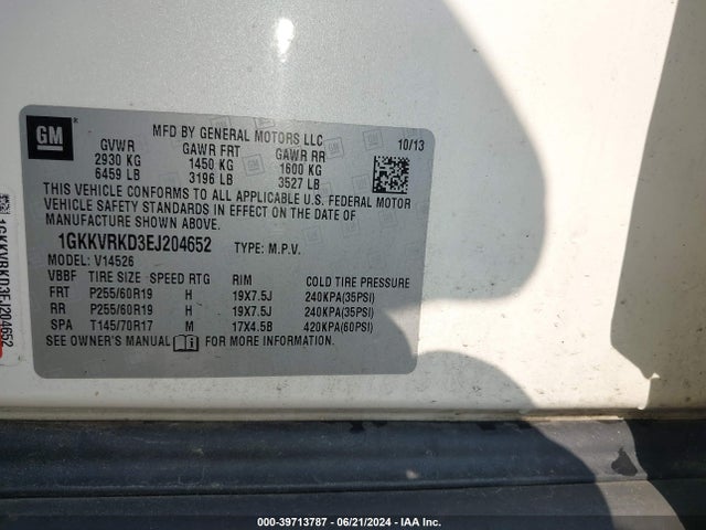 1GKKVRKD3EJ204652 GMC Acadia Slt-1