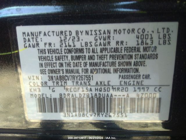 3N1AB8CV7RY267551 Nissan Sentra Sv Xtronic Cvt