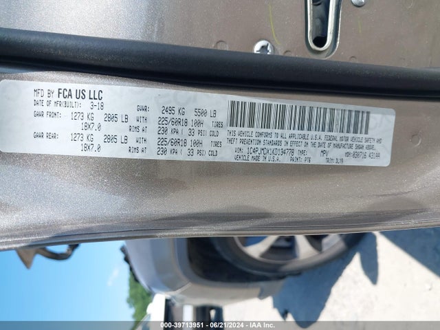 Jeep Cherokee Limited 4x4 2019 1C4PJMDX1KD134778 Image 9