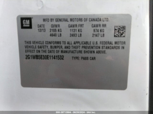 Chevrolet Impala Limited Lt 2014 2G1WB5E30E1141532 Image 9