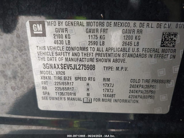 Chevrolet EQUINOX LT 2018 3GNAXSEV5JL275908 Image 9