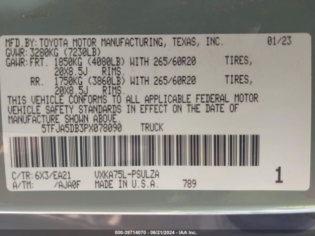 5TFJA5DB3PX078090 Toyota Tundra Limited