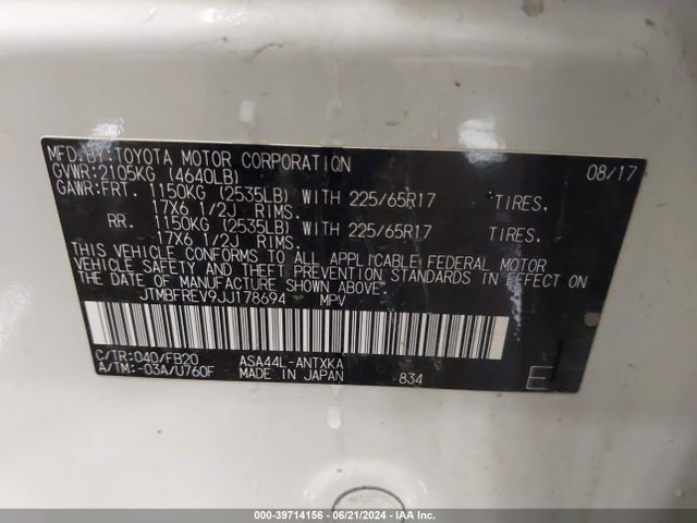 Toyota RAV4 LE 2018 JTMBFREV9JJ178694 Image 9
