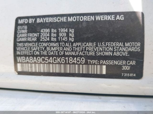 WBA8A9C54GK618459 BMW 320i