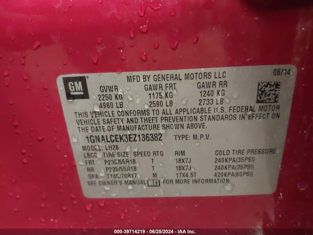 Chevrolet Equinox 2lt 2014 1GNALCEK3EZ136382 Image 9
