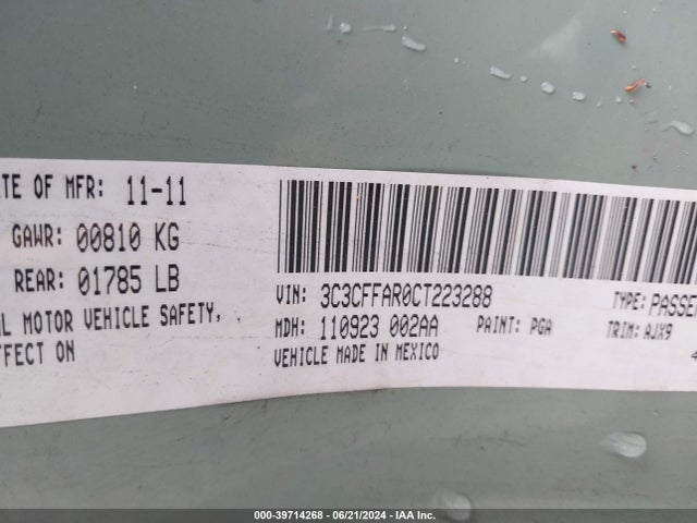 2012 FIAT 500 3C3CFFAR0CT223288 Photo 8