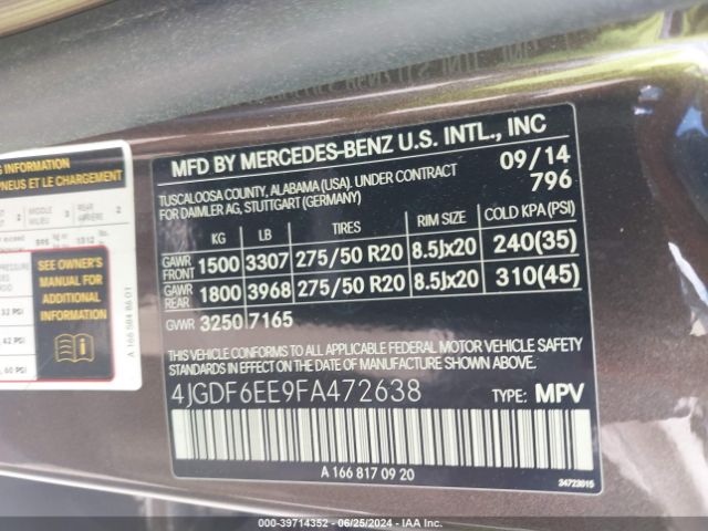 4JGDF6EE9FA472638 Mercedes-Benz Gl 450 4matic