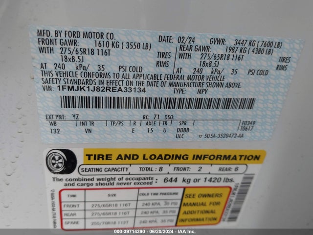 Ford Expedition Xlt Max 2024 1FMJK1J82REA33134 Image 9