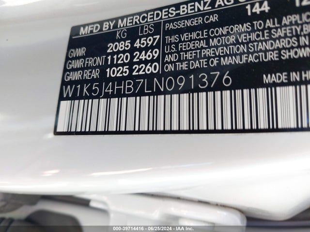 W1K5J4HB7LN091376 Mercedes-Benz CLA 250 4MATIC
