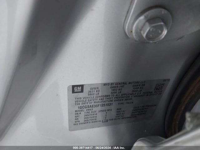 Chevrolet Colorado Wt 2015 1GCGSAE36F1251531 Image 9