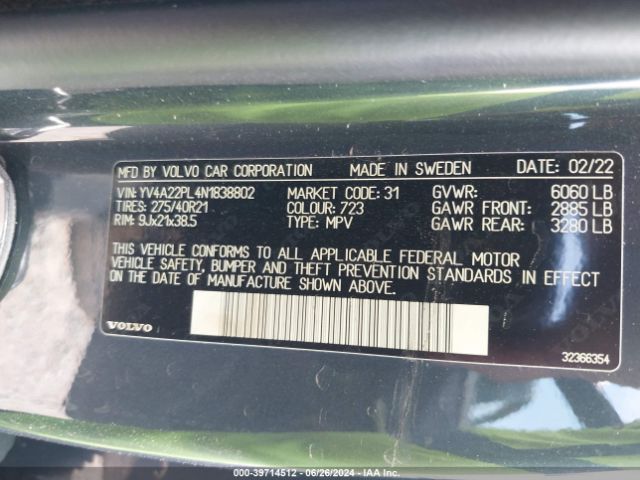 YV4A22PL4N1838802 Volvo Xc90 T6 Inscription 7 Passenger