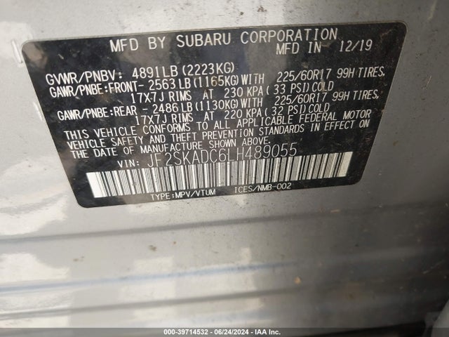 Subaru Forester 2020 JF2SKADC6LH489055 Image 9