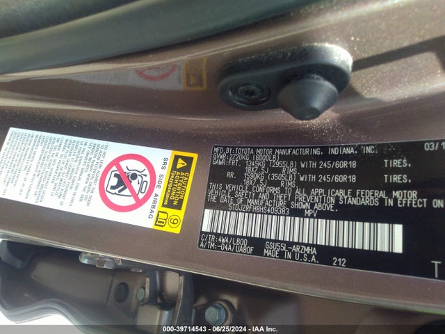 5TDJZRFH8HS409383 Toyota Highlander Xle