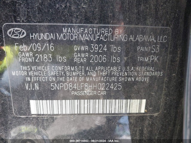Hyundai ELANTRA SE 2017 5NPD84LF8HH022425 Image 9