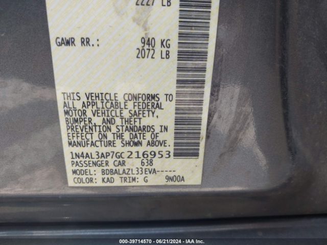 1N4AL3AP7GC216953 Nissan ALTIMA 2.5
