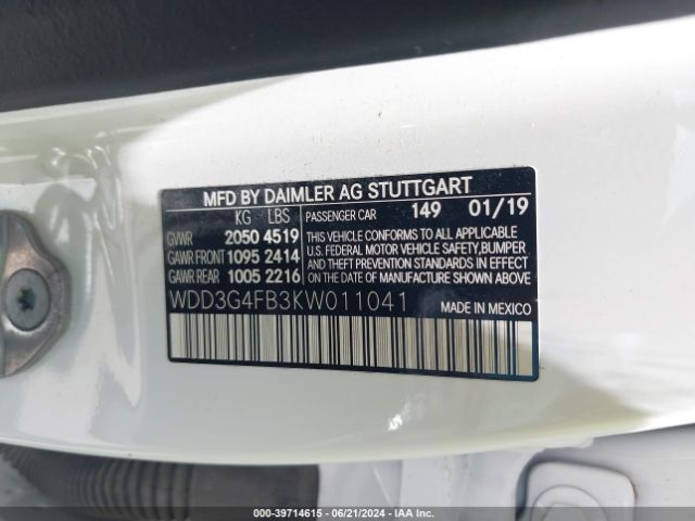 WDD3G4FB3KW011041 Mercedes-Benz A 220 4matic