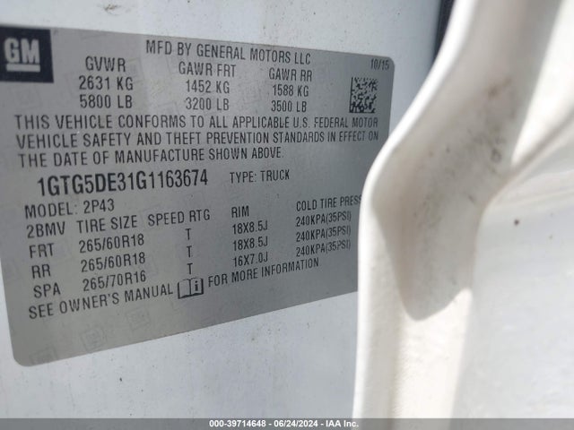 1GTG5DE31G1163674 GMC CANYON SLT