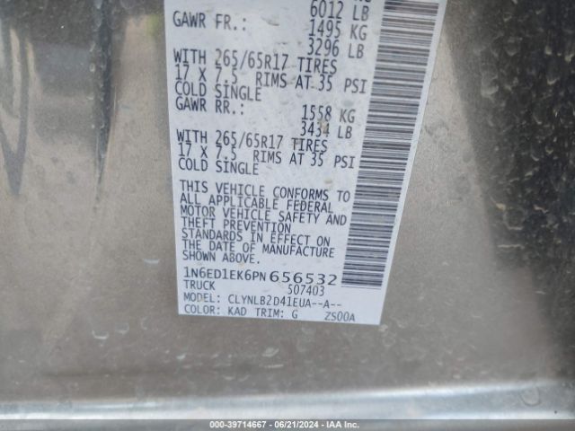 1N6ED1EK6PN656532 Nissan Frontier Sv 4x4