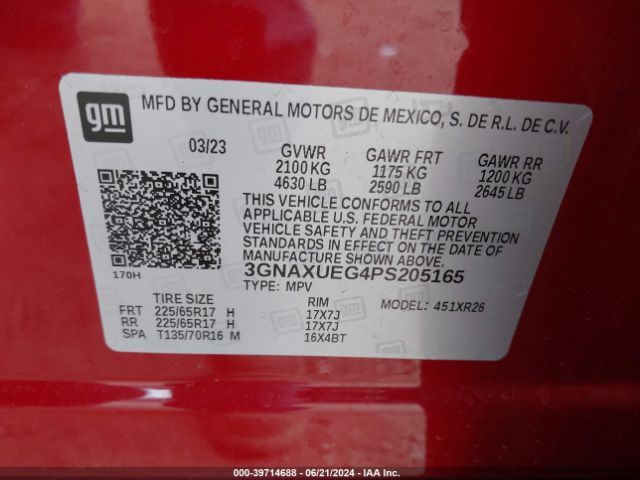 3GNAXUEG4PS205165 Chevrolet Equinox Awd Lt