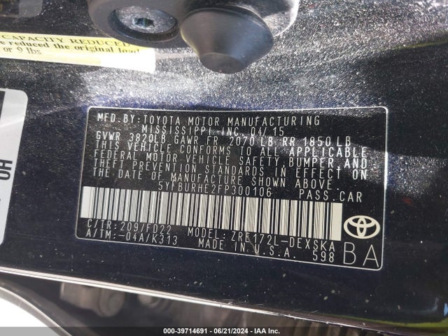 Toyota Corolla S Plus 2015 5YFBURHE2FP300106 Image 9