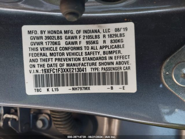 19XFC1F3XKE213041 Honda CIVIC EX