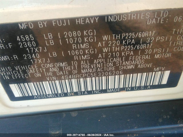 Subaru Outback 2.5i Limited 2014 4S4BRCPC5E3206206 Image 9