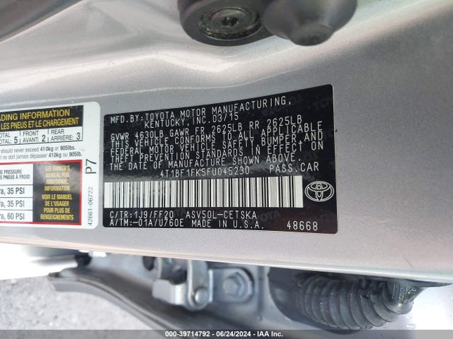 Toyota CAMRY SE 2015 4T1BF1FK5FU045230 Image 9