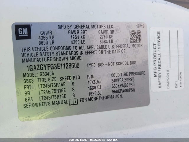 Chevrolet Express 3500 Lt 2014 1GAZGYFG3E1128605 Image 9
