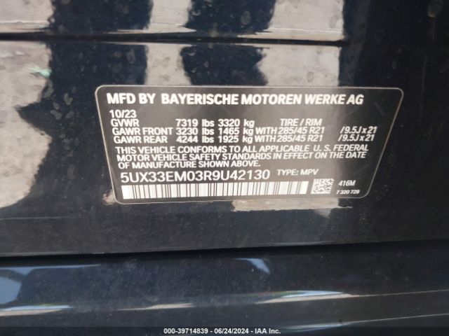 5UX33EM03R9U42130 BMW X7 M60i