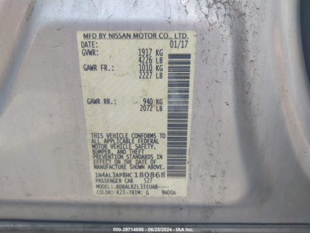 1N4AL3AP8HC180868 Nissan Altima 2.5 Sl
