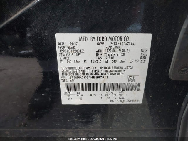 Ford Edge Titanium 2017 2FMPK3K94HBB97511 Image 9