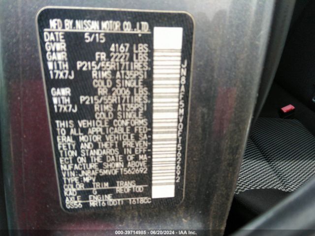 JN8AF5MV0FT562692 Nissan JUKE S