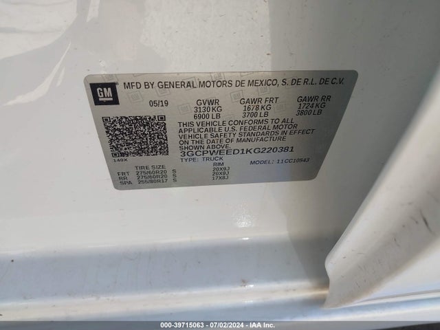 Chevrolet Silverado 1500 Ltz 2019 3GCPWEED1KG220381 Image 9
