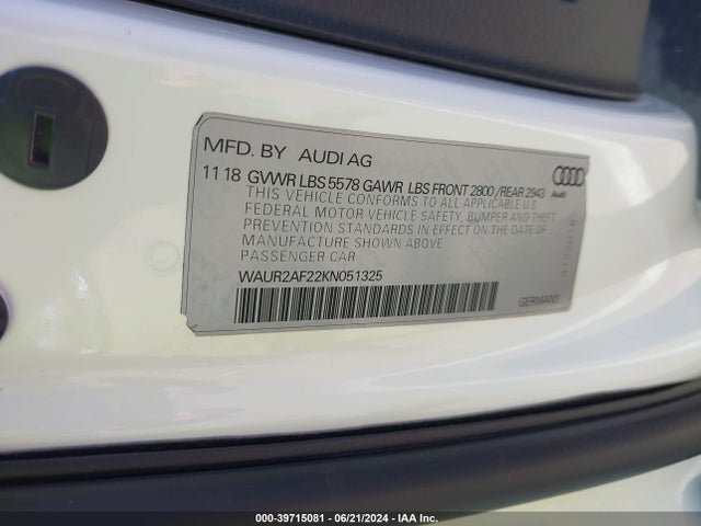 Audi A7 55 Premium 2019 WAUR2AF22KN051325 Image 9