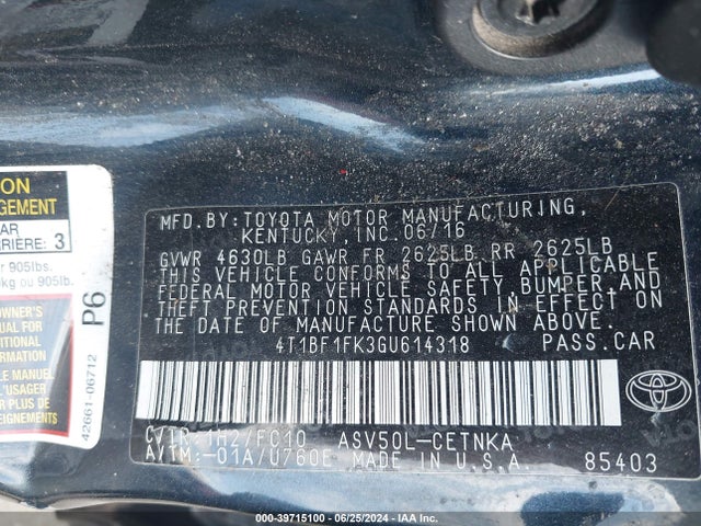 Toyota CAMRY LE 2016 4T1BF1FK3GU614318 Image 9