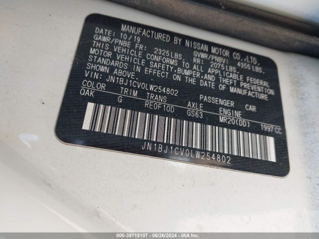 JN1BJ1CV0LW254802 Nissan Rogue Sport S Fwd Xtronic Cvt