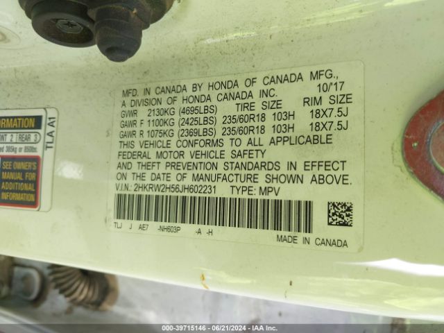 2HKRW2H56JH602231 Honda CR-V EX